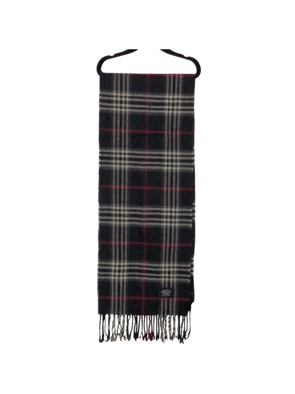 Unbranded Black Red Plaid Fringe Scarf One Size